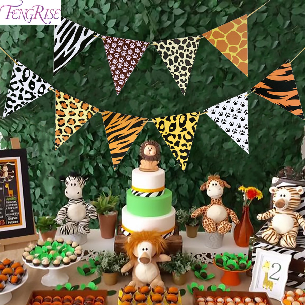 FENGRISE Aniaml Banner Jungle Party Decoration Safari Birthd