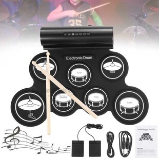 Portable Electronic Drum Digital 7 Pads Roll up Set Silicone