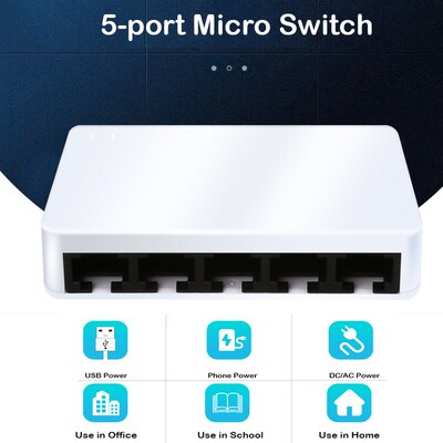 5port network switch Lan switch Micro USB Power fast Ethern