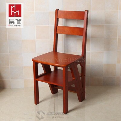 Solid wood home multi-function folding ladder chair indoor m