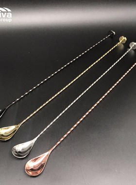 New300/400mm Stainless Steel Threaded Bar Spoon Swizzle  Cof