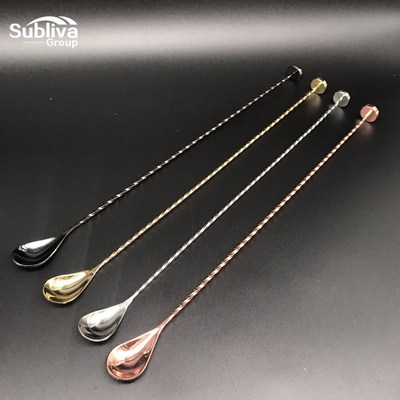 New300/400mm Stainless Steel Threaded Bar Spoon Swizzle  Cof