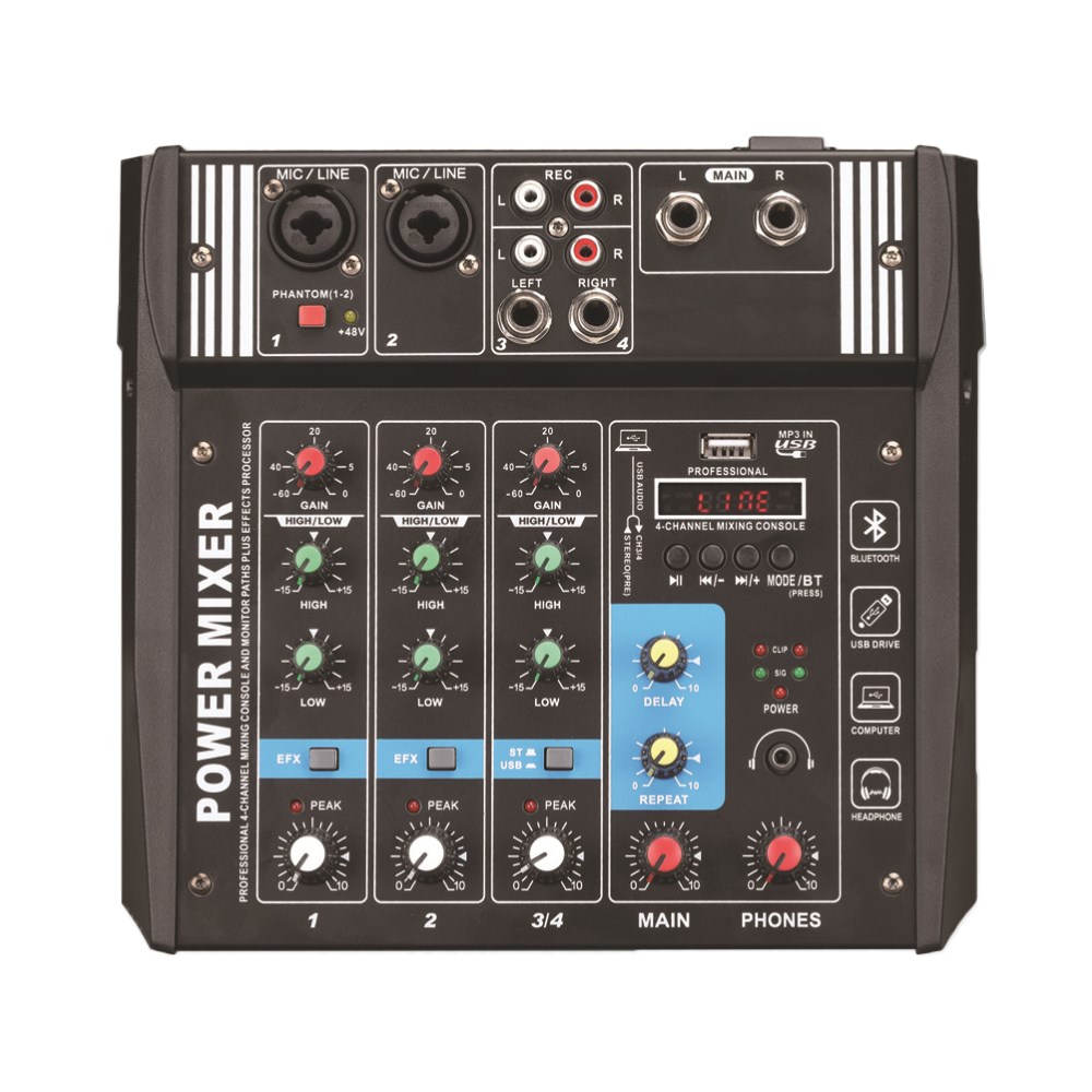 Professional Powered Audio Mixer Bluetooth DJ Mixer Console