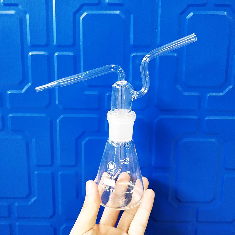 Triangle gas washing bottle ,Capacity 100ml,Conical Ground m