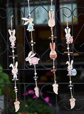 4 Pcs Easter Decoration Wooden Hanging Crafts Ornaments DIY