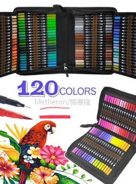 120 Color Fine Liner Dual Tip Brush Pens Set Drawing Paintin