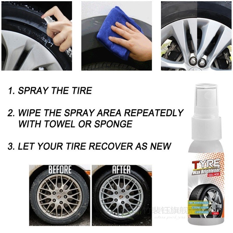 30ML Car Tire Wax Brightener Strong Decontamination Anti-agi