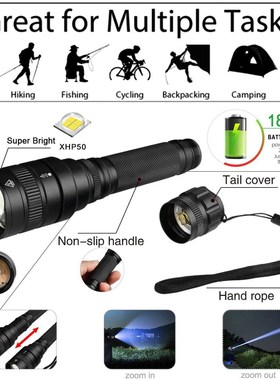 Strong Power XHP50 LED Flashlight V6 Flashlight Portable Cam