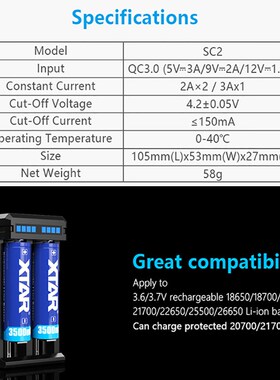 2019 Newest CHARGER LCD XTAR VC2 SC2 VC2S MC2 PLUS USB Batt