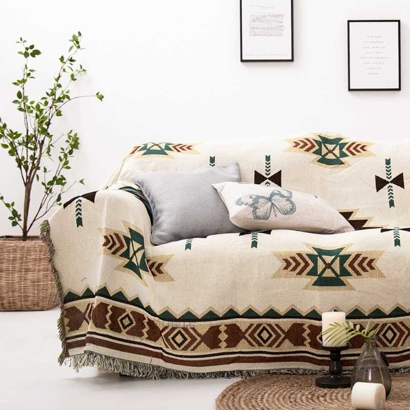 Geometry Blanket Aztec Baja Blanket Ethnic Sofa Cover Slipco