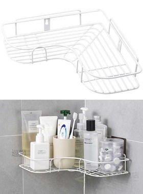 Iron Art Wall Mount Bathroom Corner Shelf Punch Free Hanging