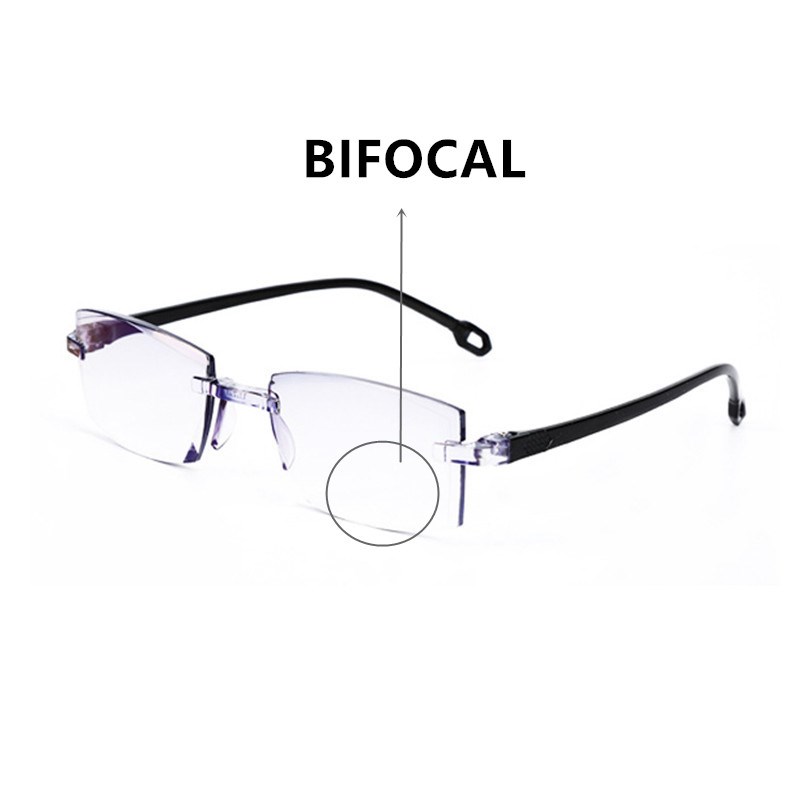 2019 NEW Rimless Bifocal Reading Glasses Anti Blue Ray Light