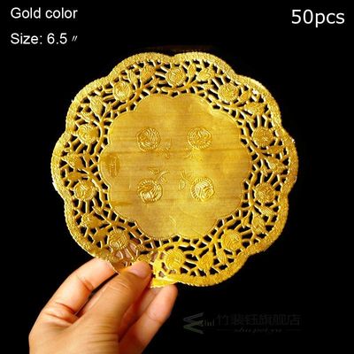 50/100/200pcs Round Paper Doilies Golden Silver Lace Doily P