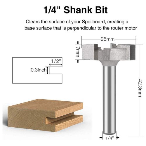 CNC Spoilboard Surfacing Milling Cutter Router Bit 1/4 Inch