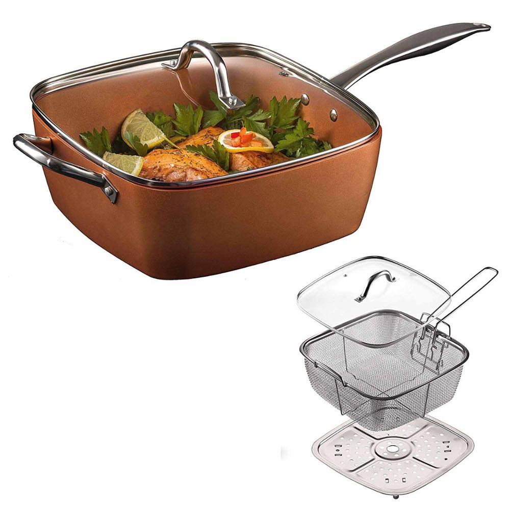 Cook Deep Square pan set Nonstick Copper Pan Chef 4 Piece Se