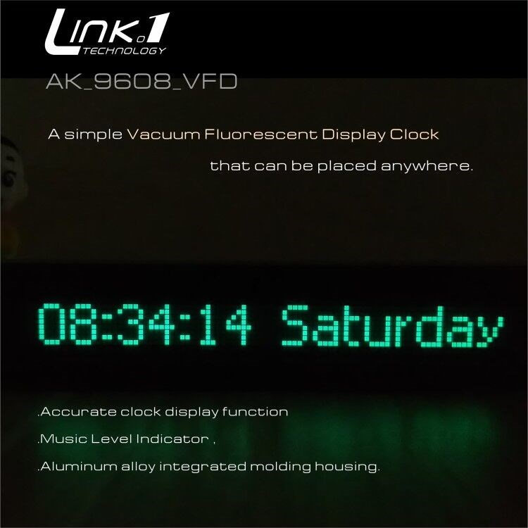 LINK1  9608 VFD Clock Music Audio V meter Audio spectrum CNC