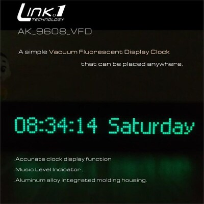 LINK1  9608 VFD Clock Music Audio V meter Audio spectrum CNC