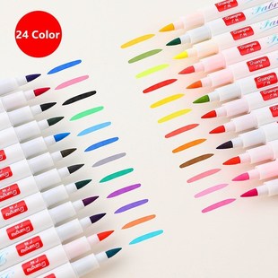 24 Colors Clothes Textile Marker Fabric Paint Pen DIY Craft