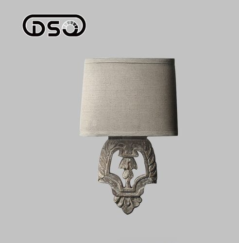 Retro Lamp Vintage Solid Wood Wall Lamp Manmade Engraving Wa