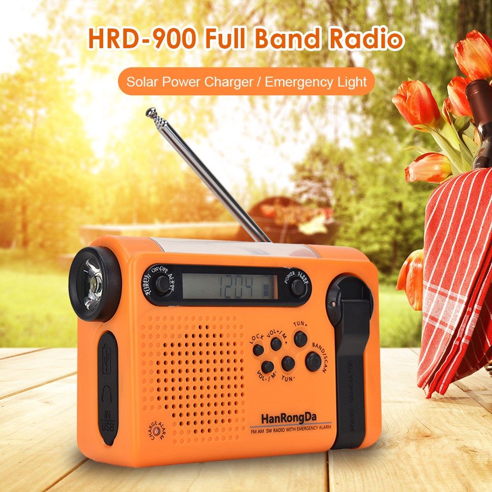 Solar Full Band Radio for Camping Hiking Use Emergency LED F