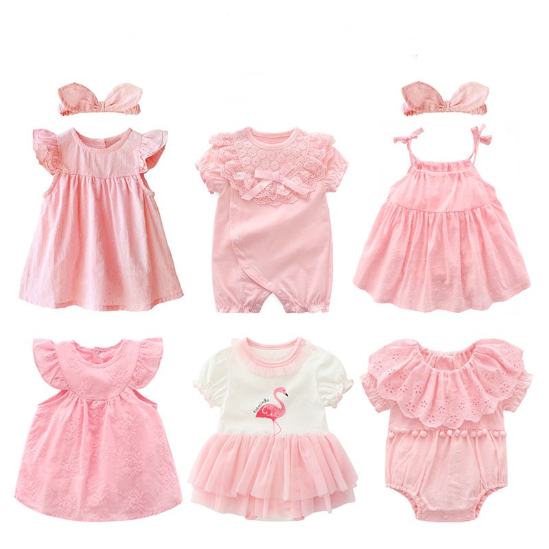 new born baby girl clothes&dresses summer pink princess litt