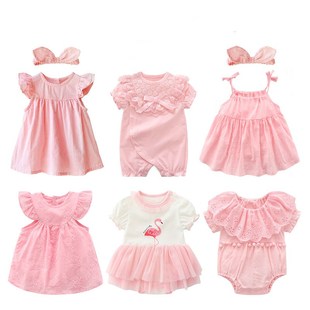 new born baby girl clothes&dresses summer pink princess litt