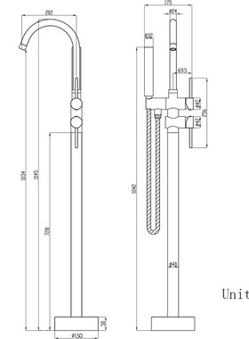 Matte Black Bathtub Filler Shower Floor Mounted Roman Tub Fa
