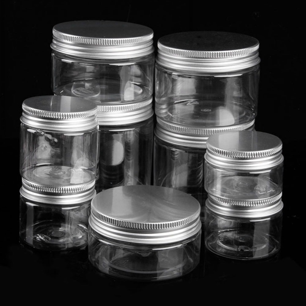 Clear Plastic Jar and Lids Empty Cosmetic Containers Makeup