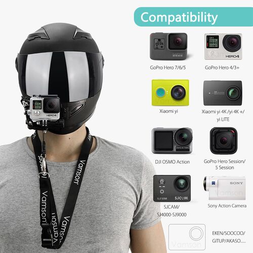 Vamson Accessories for Gopro Hero 8 7 6 5 Kit Helmet 4 Way A
