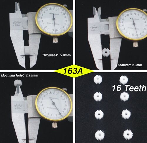 10000pcs/lot, 163A Spindle ,0.5 Modulus, 16 eeth, 2.95mm Mou