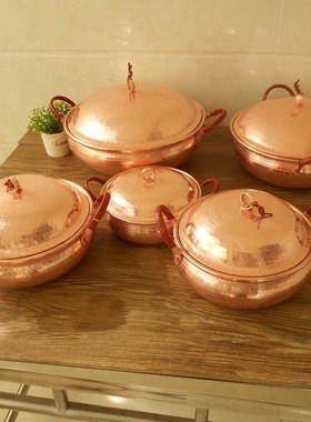 Pure Copper Pot Stew Pot With Lid Thick Handmade Casserole S