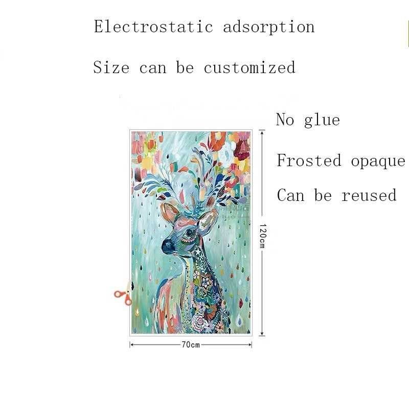 Custom size window film rainbow deer Stained static privacy