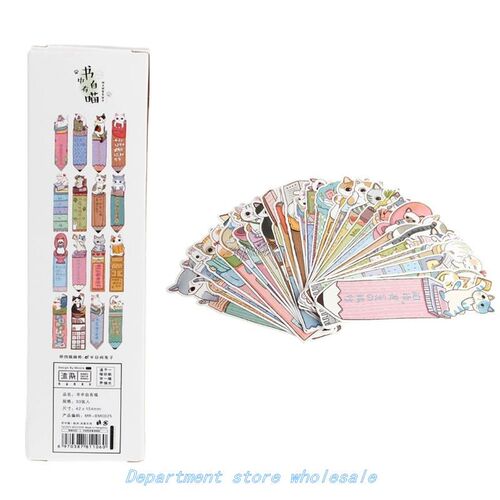 30 Pcs/pack Cat in Book Bookmark Paper Cartoon Animals Bookm