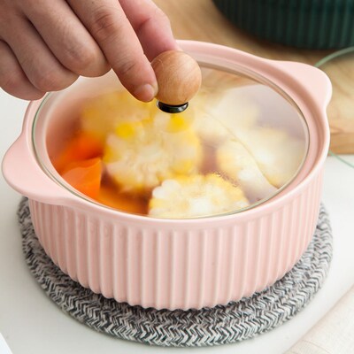 Household Heat Resistant Noodle Pot Binaural Ceramic Salad b