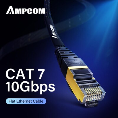 AMPCOM Ethernet Cable RJ45 Cat7 Lan Cable STP RJ 45 Flat Net