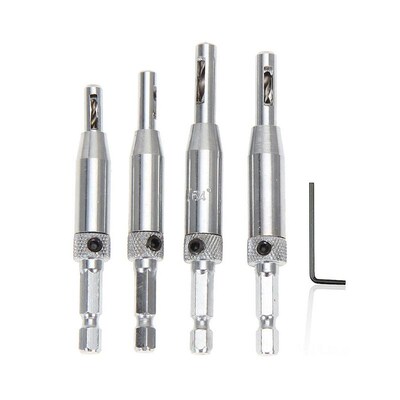 New 4pcs/set Center Drill Bit Doors Self Centering Hinge Tap