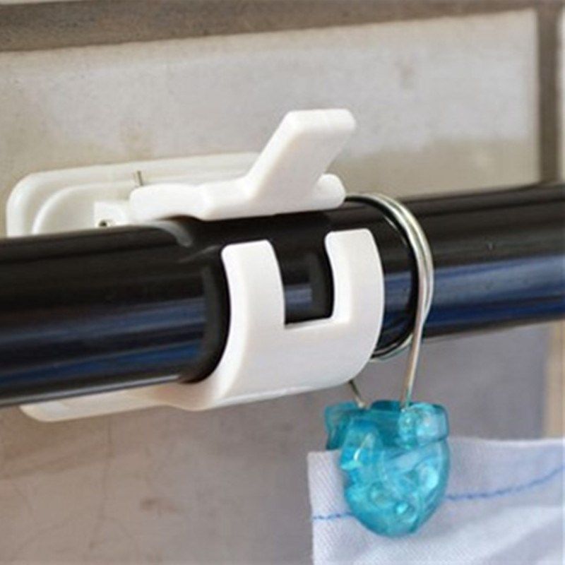 1set Adhesive Shower Curtain Rods Towel Bar Hooks Clamps Cur