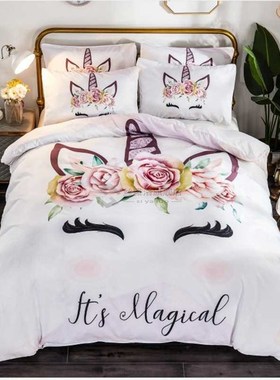 nicorn Bedding Set Girl Duvet Cover Set Queen Comforter  Twi