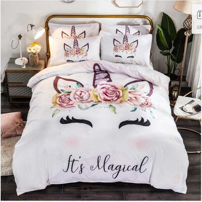 nicorn Bedding Set Girl Duvet Cover Set Queen Comforter  Twi