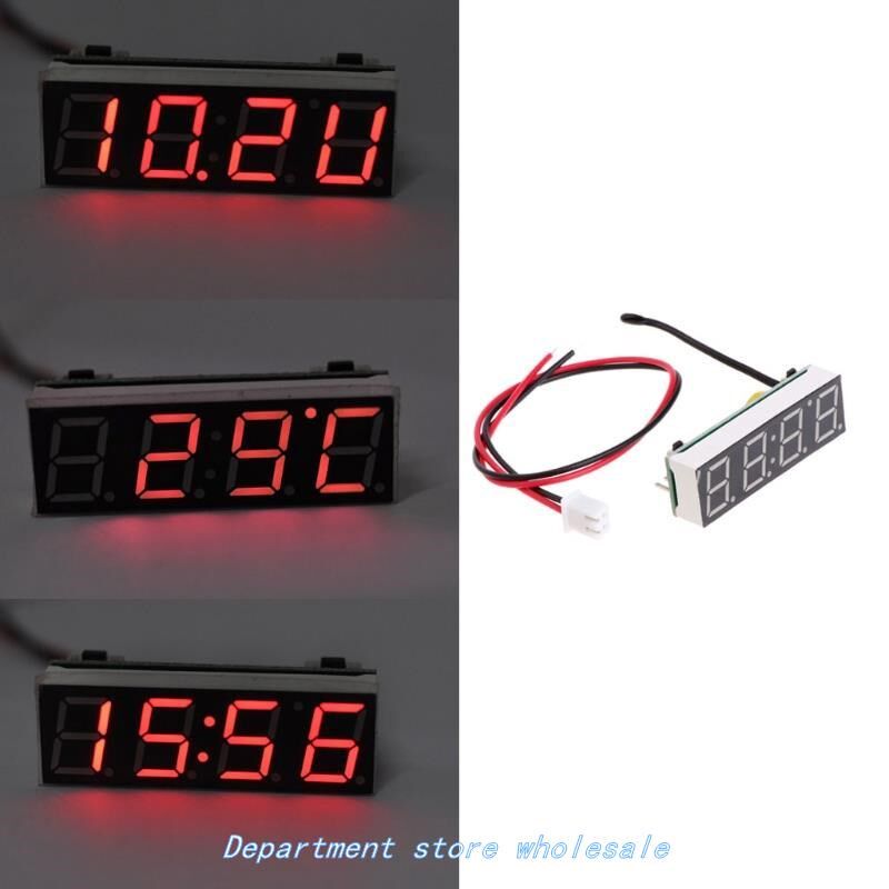 Digital Car LED Electronic Clock Time Temperature Voltage 3