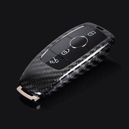 Carbon Fiber Car Remote Key Case Cover For Mercedes Benz AMG