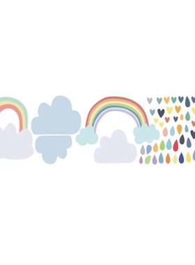 Cartoon Rainbow Raindrops Wall Sticker Baby Nursery Bedroom
