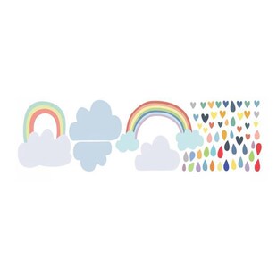Cartoon Rainbow Raindrops Wall Sticker Baby Nursery Bedroom