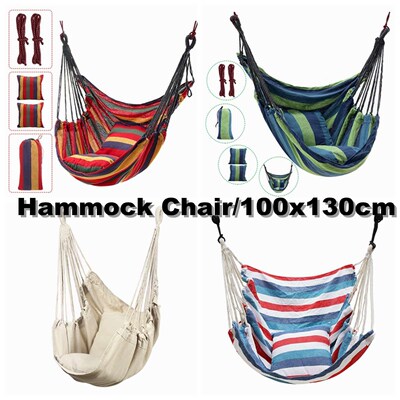 2 Pillow Hammock Hanging Rope Hammock Chair Swing Seat Large