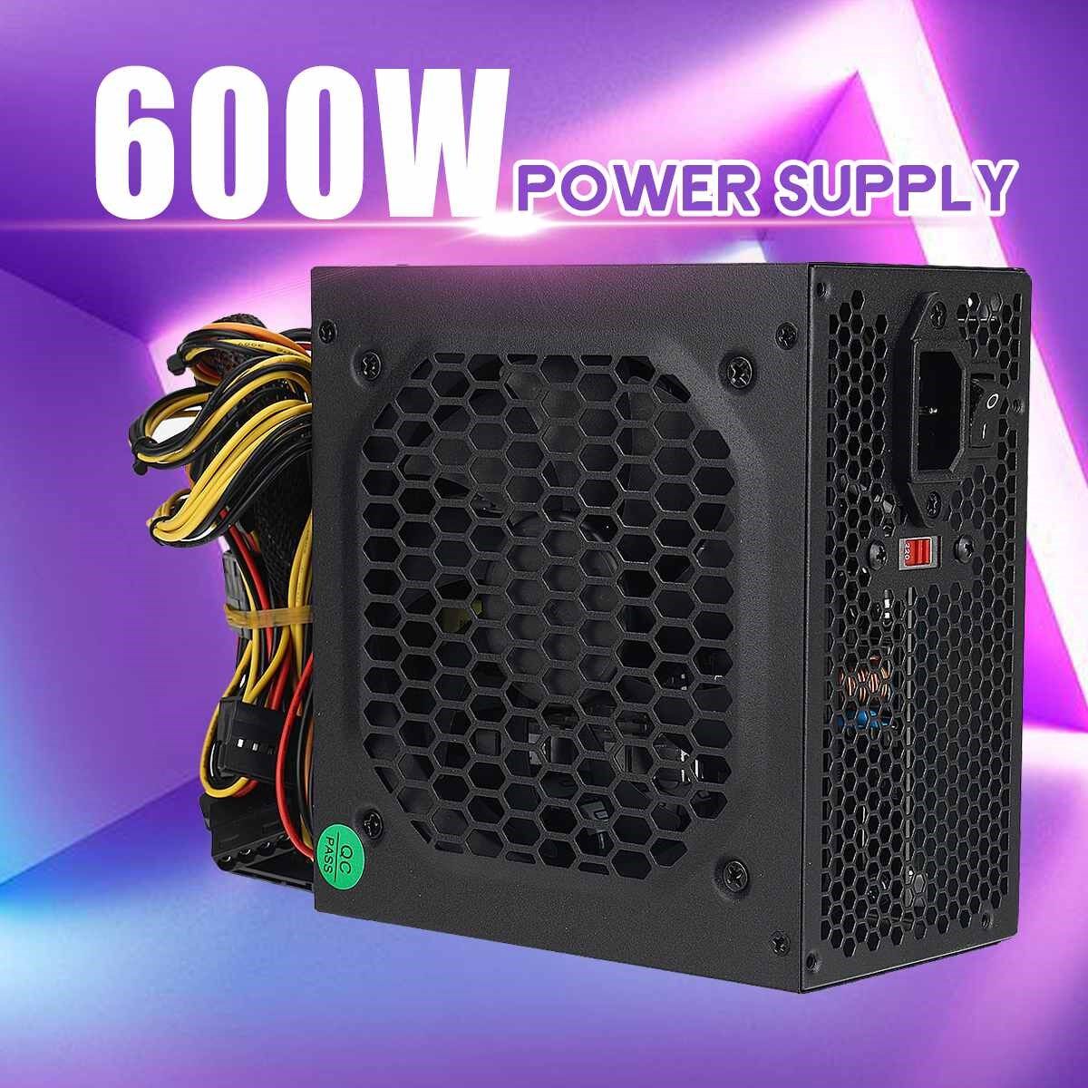 MAX 600W 110~230V PC Power Supply 12cm silent Fan with Intel