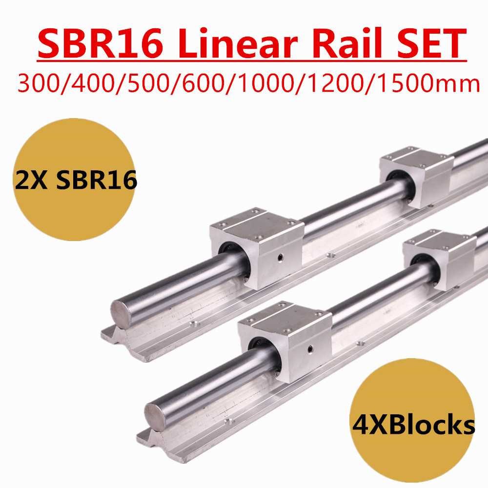 2pcs SBR16 16mm Linear Rail Guide 300 400 500 600 1000 1200