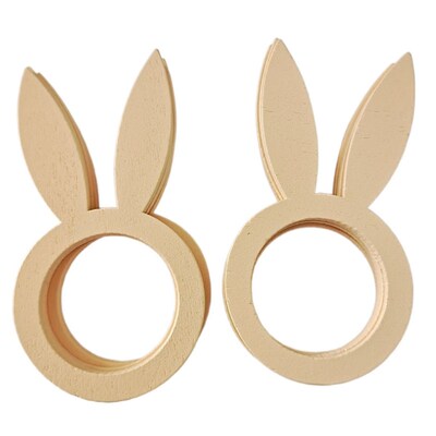 10pcs Easter Napkin Rings Wooden Bunny Ear Holder Centerpiec