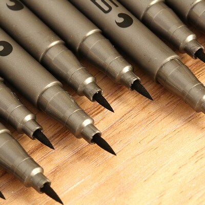 1Pcs STA Art Marker Brush Pen Ink Black Pigment Liner Water