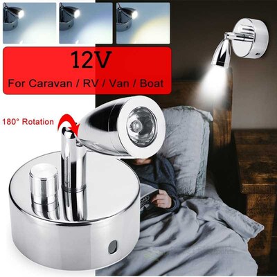 12V Adjustable 180  Rotate LED Spot Reading Light Interior W