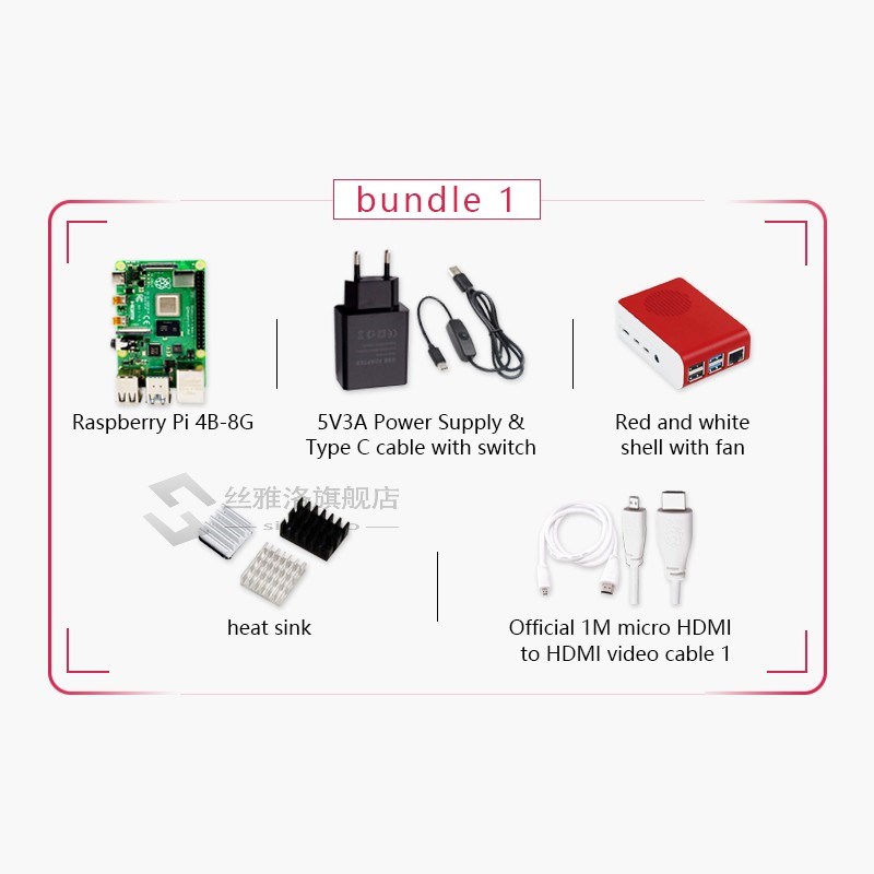Original  4 Model B 8G Kit Pi 4 board Micro HDMI Cable Power
